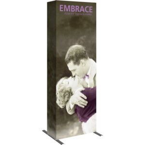 embrace 2.5ft full height push fit tension fabric display full fitted graphic left