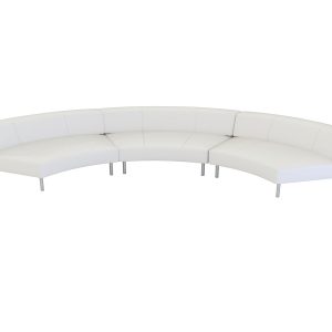 Endless Large Curve Low Back Sofa is a modular white or black vinyl curved loveseat with chrome legs that will add a nice fresh look to your event.