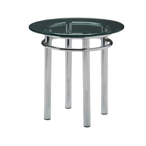 Silverado End Table is a round glass cocktail table will make your tradeshow more productive by creating interactive environment.