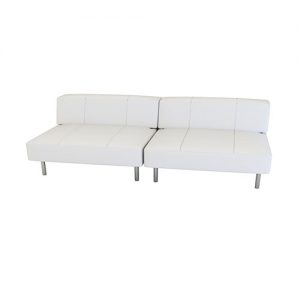 Endless Square Low Back Loveseat is a modular white or black vinyl square seat/loveseat with chrome legs that will add a nice fresh look to your event.