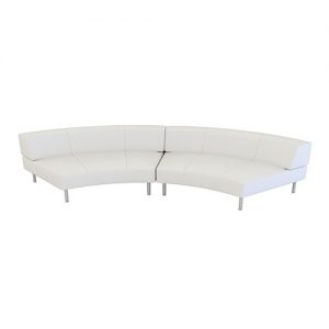 Endless Large Curve Low Back Loveseat is a modular white or black vinyl curved loveseat with chrome legs that will add a nice fresh look to your event.
