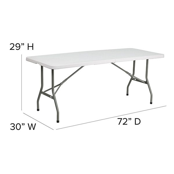 6' bi-fold granite plastic folding table measurements