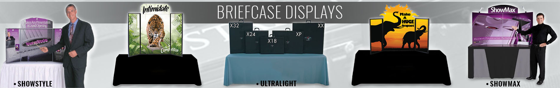 briefcase table top displays